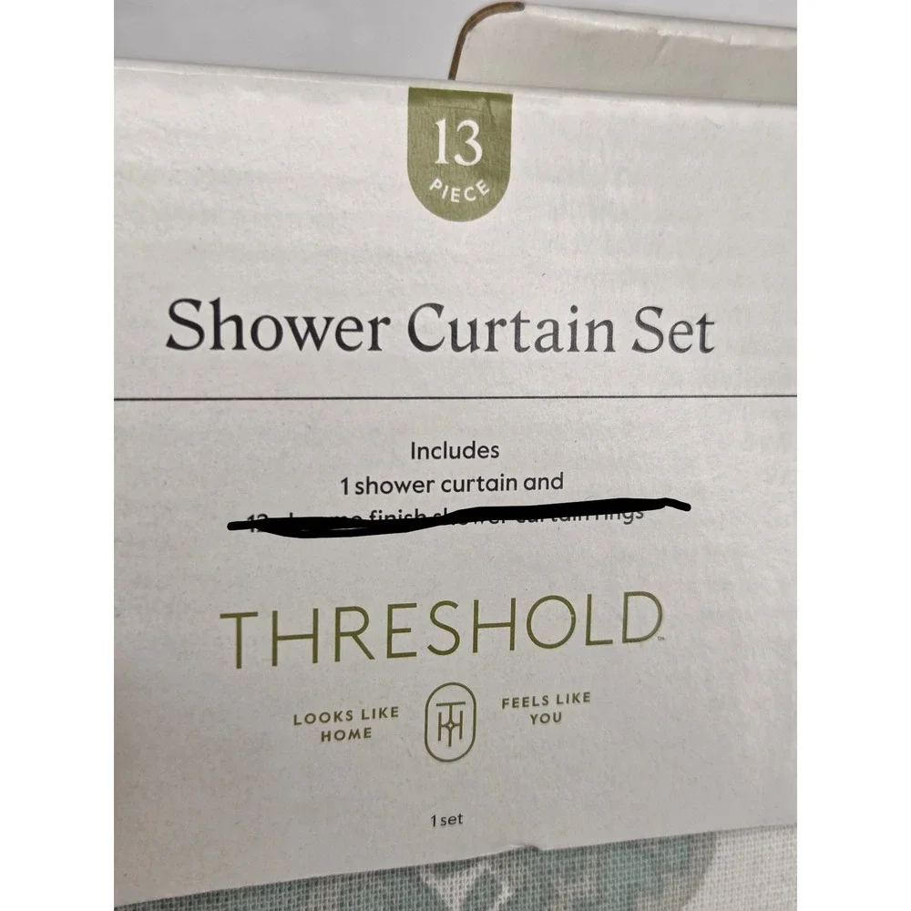 Threshold Coastal Seashell Cotton Shower Curtain Set Blue White Beach Summer